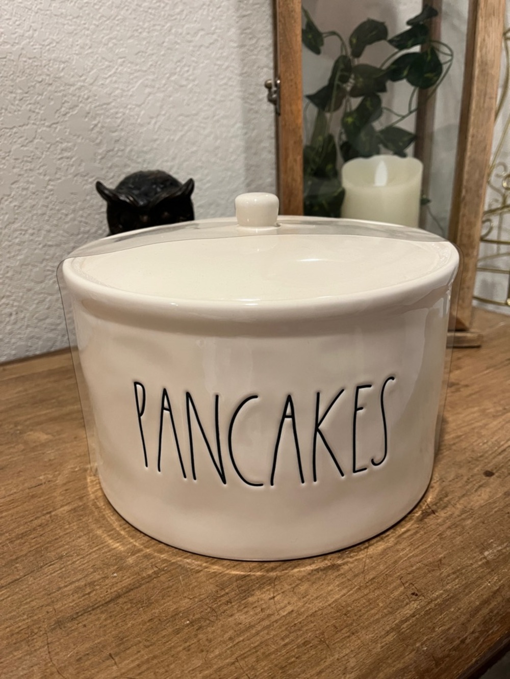 Rae Dunn Cream Pancakes Ceramic Storage Canister with Lid